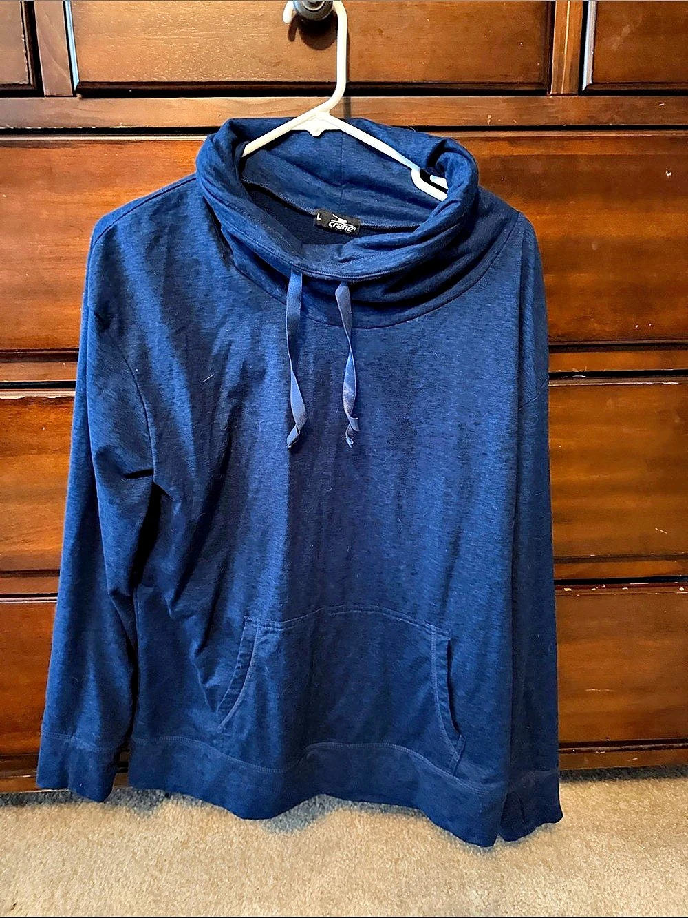 Crane Women's Blue Cowl Neck Hoodie